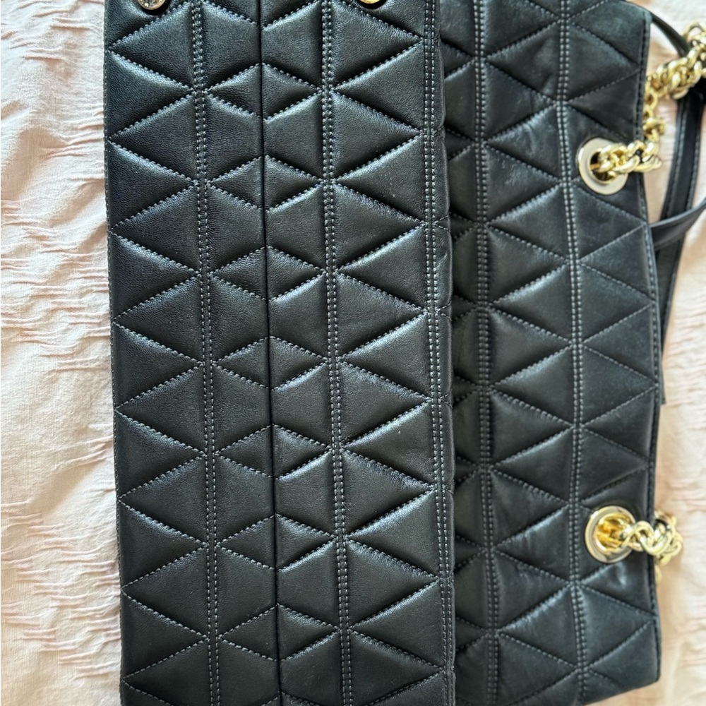 Michael Kors Black Quilted Leather Handbag & Matching Wallet Gently Used - Picture 5 of 6